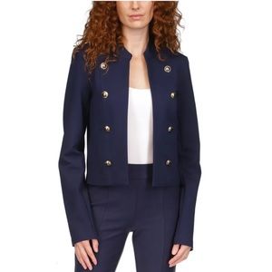 Michael Kors Women's Blazer Jacket Military Pocketed Gold Button Navy NWT